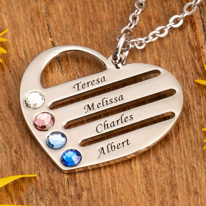 Collana con ciondolo con nome e pietra portafortuna a forma di cuore Olivenorma