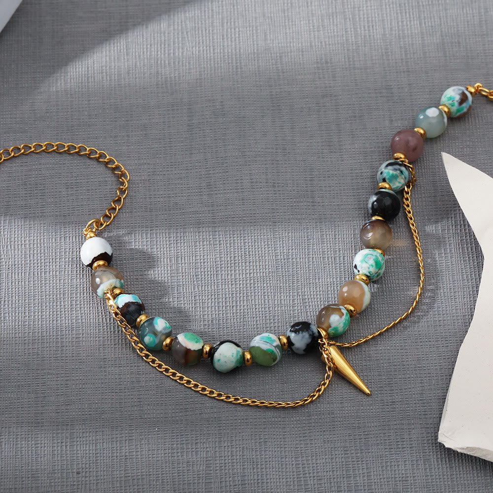 Bracciale Olivenorma multicolore in acciaio inossidabile 18K con turchese africano 