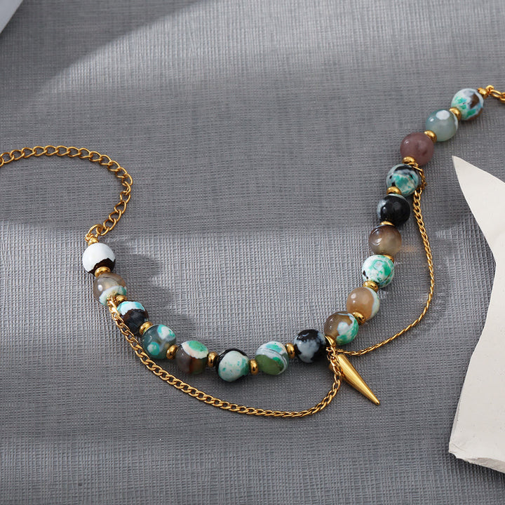Bracciale Olivenorma multicolore in acciaio inossidabile 18K con turchese africano 