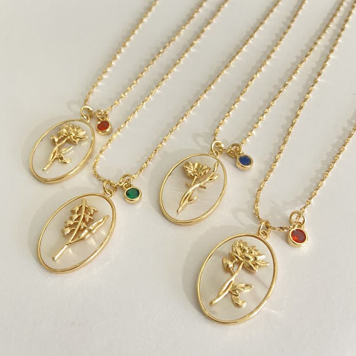 Collana con pietra portafortuna Olivenorma e fiore portafortuna