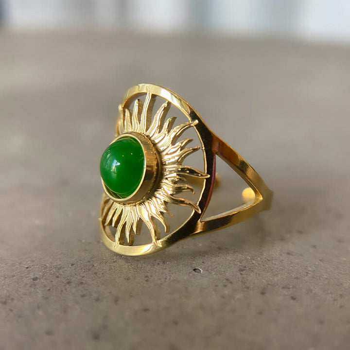 Olivenorma "Sun Arise" - Anello in giada verde celeste