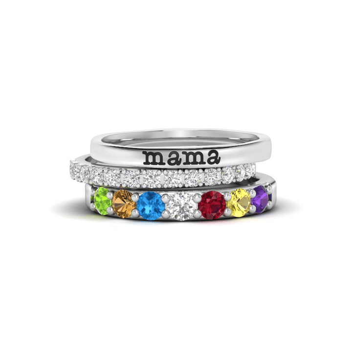 Olivenorma regalo personalizzato pietra portafortuna con zircone set di anelli da 3 pezzi