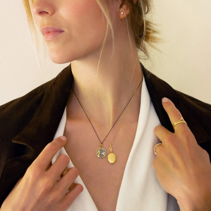 Collana Olivenorma in acciaio inossidabile 18k con zircone bianco e zodiaco vintage