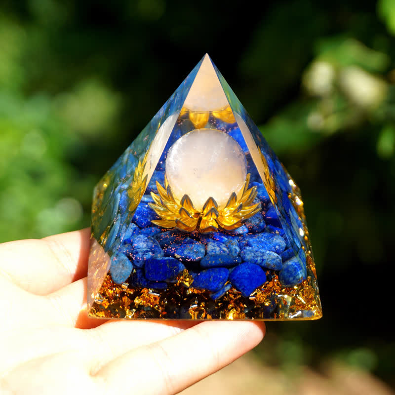 Olivenorma Sfera di quarzo rosa Lapislazzuli Loto Piramide di orgone