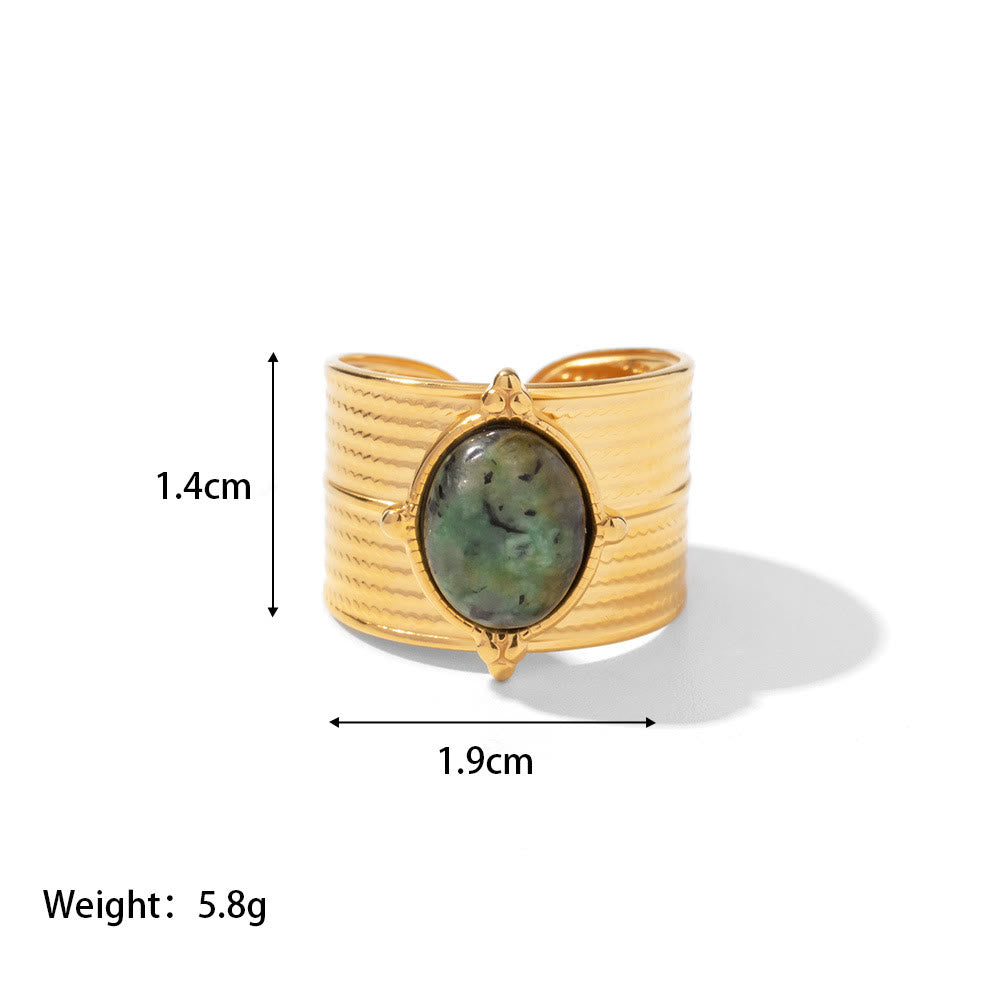 Olivenorma Anello aperto in pietra naturale vintage francese