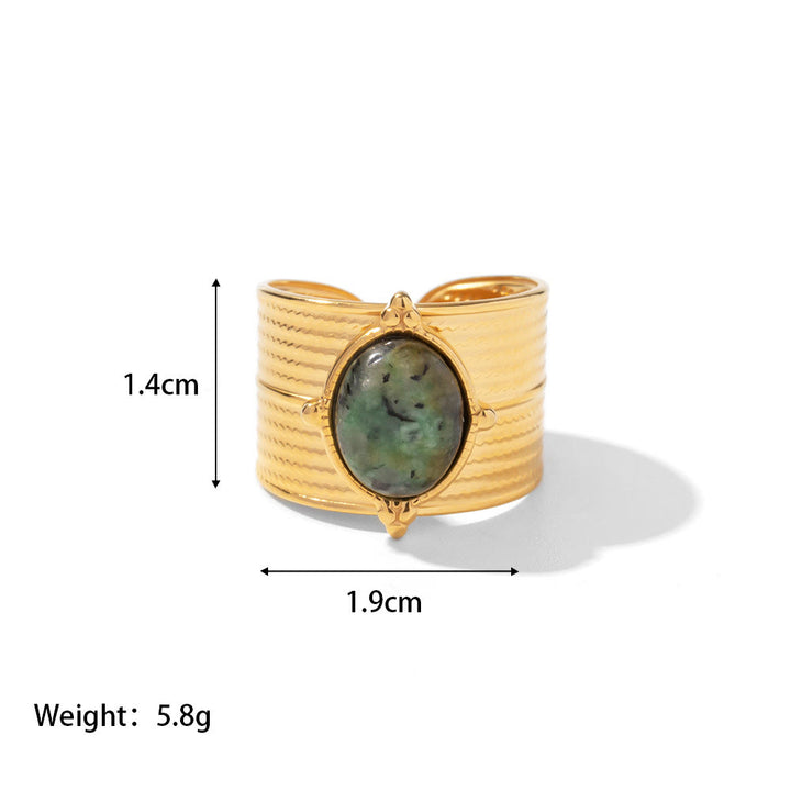 Olivenorma Anello aperto in pietra naturale vintage francese