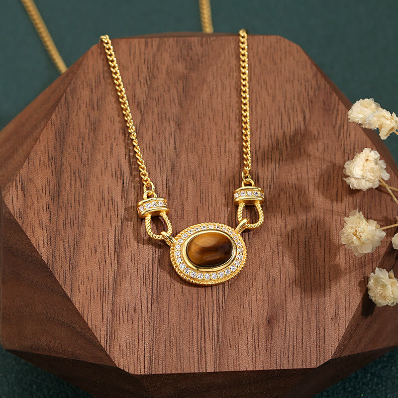 Olivenorma "The Book Of Galaxy" - Collana retrò con pietra occhio di tigre