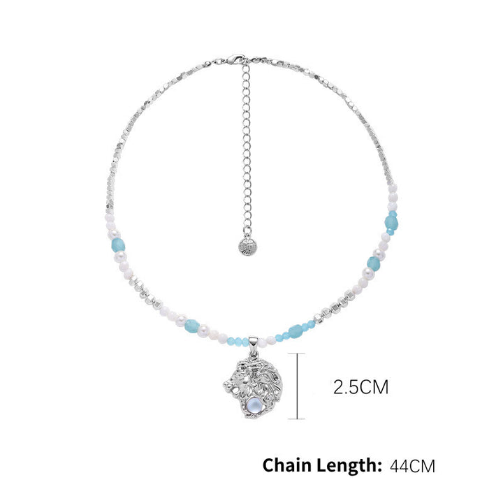 Collana in lega con ciondolo zodiacale in pietra di luna Olivenorma 