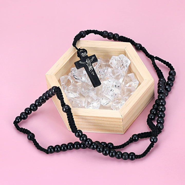 Collana rosario con perline di legno Mala a croce Olivenorma 