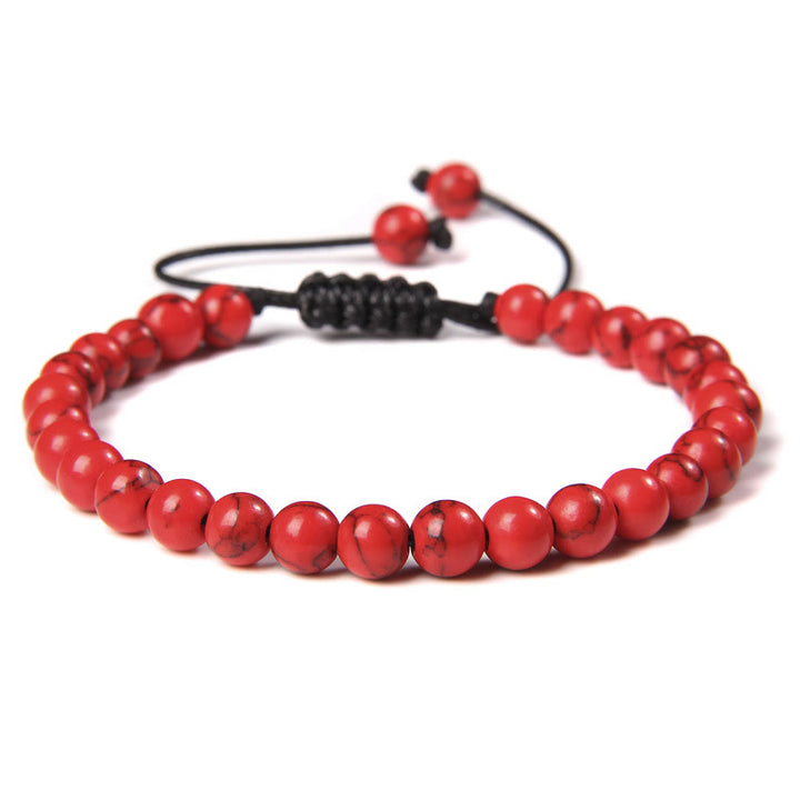 Bracciale intrecciato con perline di pietra naturale Olivenorma da 6 mm 