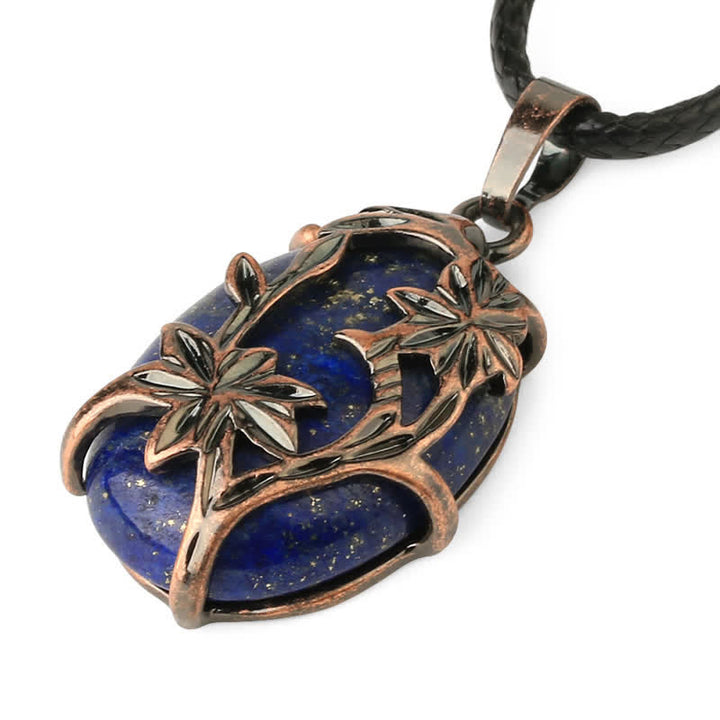 Collana con fiore in ottone e ametista Olivenorma avvolto in cristallo