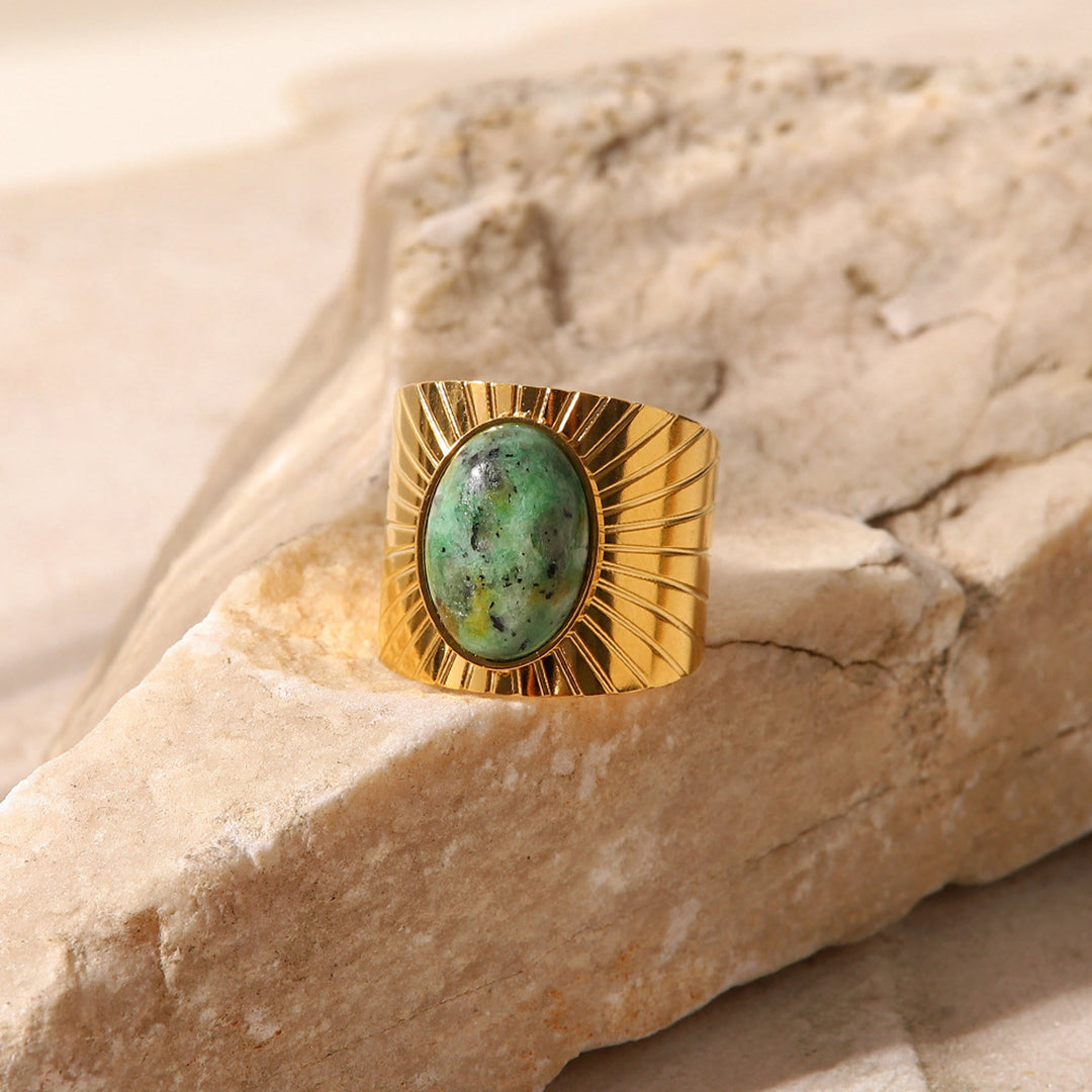 Olivenorma "African Turquoise Majesty" Anello largo in turchese africano 