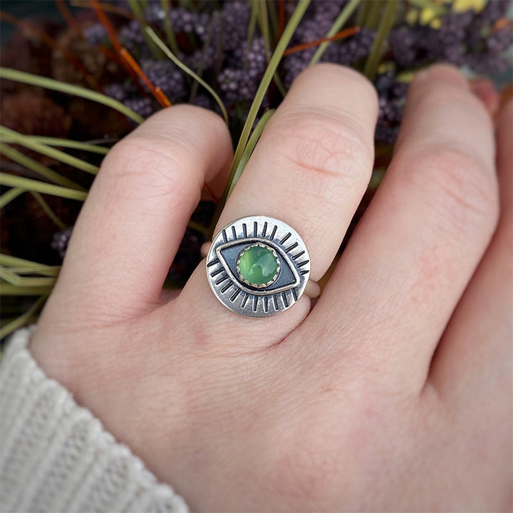 Anello di protezione dal malocchio in crisoprasio