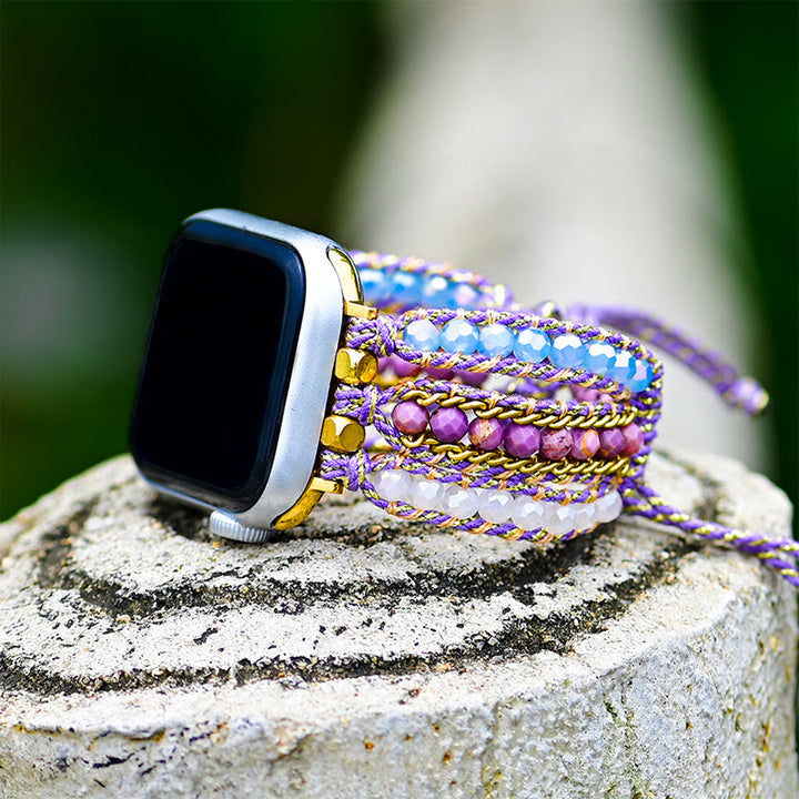 Braccialetto Boho con cinturino intrecciato in cristallo naturale Olivenorma