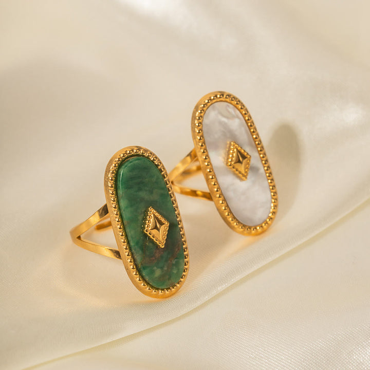 Olivenorma Anello regolabile in turchese africano naturale 18k