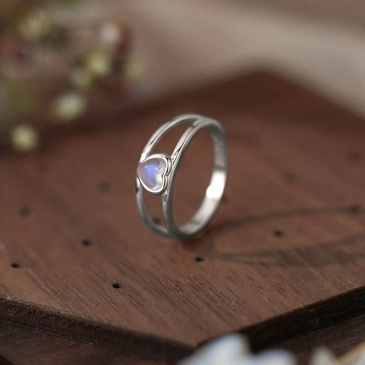 Anello in argento 925 a forma di cuore con pietra di luna naturale Olivenorma 