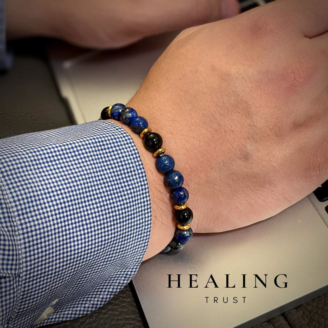 Bracciale Olivenorma "Healing Trust" in lapislazzuli e onice nero