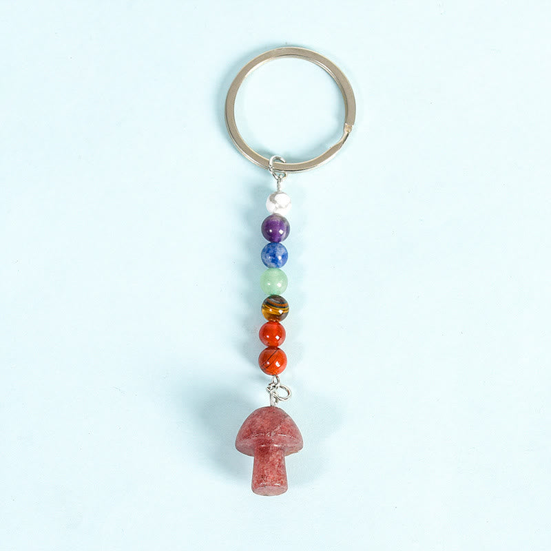 Portachiavi con perline di cristallo a forma di fungo chakra Olivenorma
