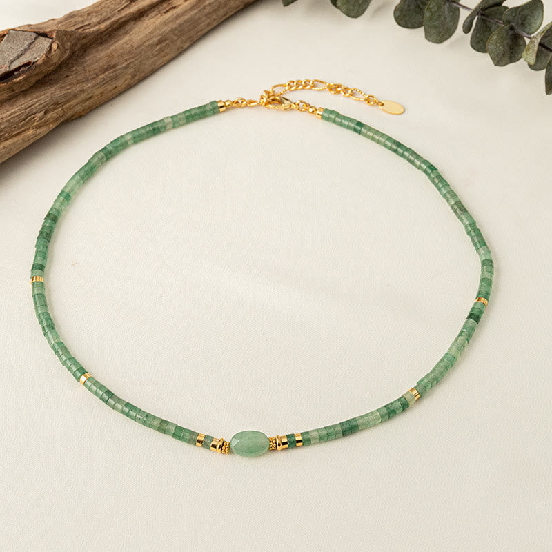 Collana di perline fatta a mano in pietra naturale Olivenorma con avventurina verde