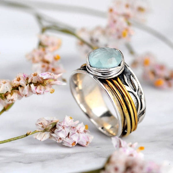 Anello girevole Olivenorma Acquamarina