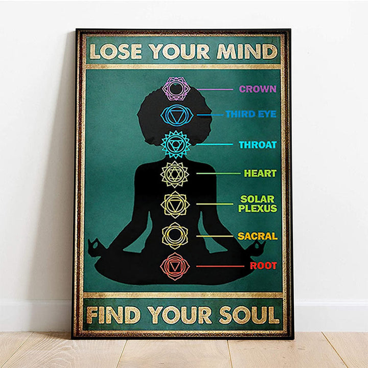 Olivenorma Chakra Yoga Poster decorativo "PERDI LA MENTE TROVA LA TUA ANIMA"