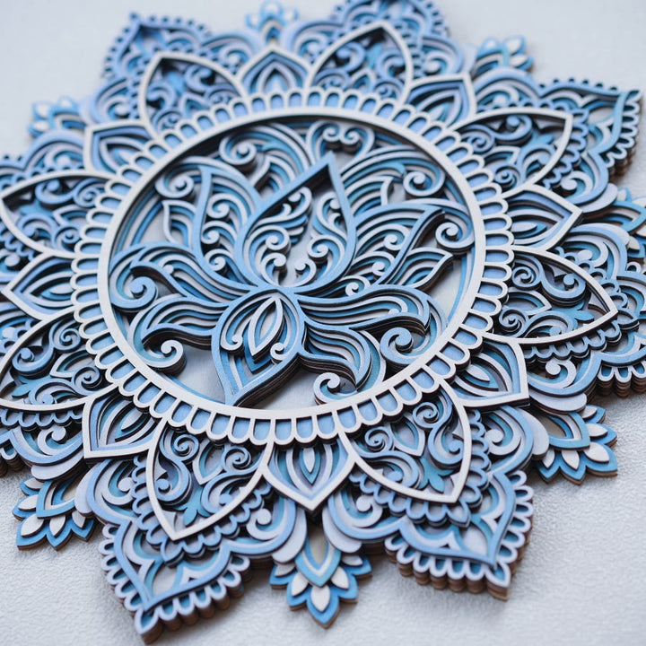 Olivenorma Blue Lotus Mandala 3D Pittura Decorazione da parete