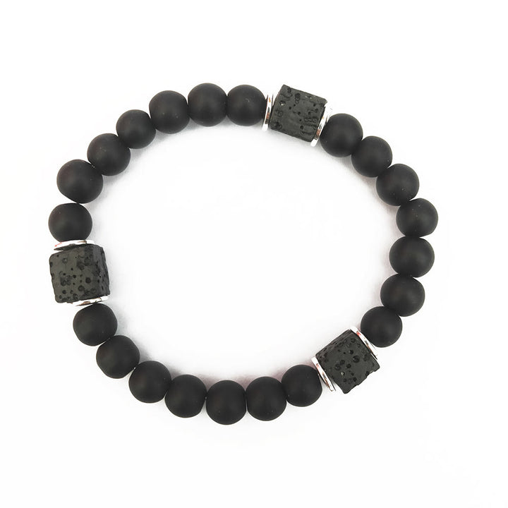 Bracciale Olivenorma Matte Black Onyx con Cubo Lava Balance 