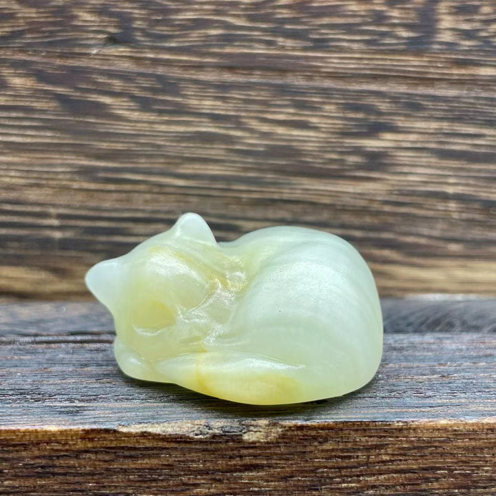Olivenorma 4cm Decorazione in pietra preziosa di cristallo naturale a forma di gatto - Giada afgana - image 4