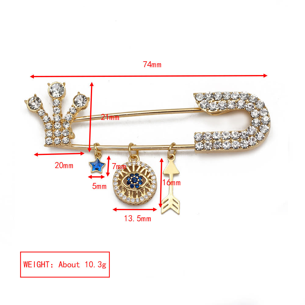 Spilla a forma di cuore con occhio maligno in zircone bianco Olivenorma 