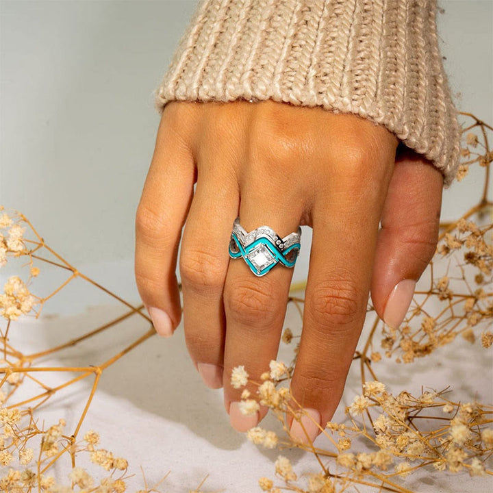 Anello Olivenorma Turchese Ocean Wave