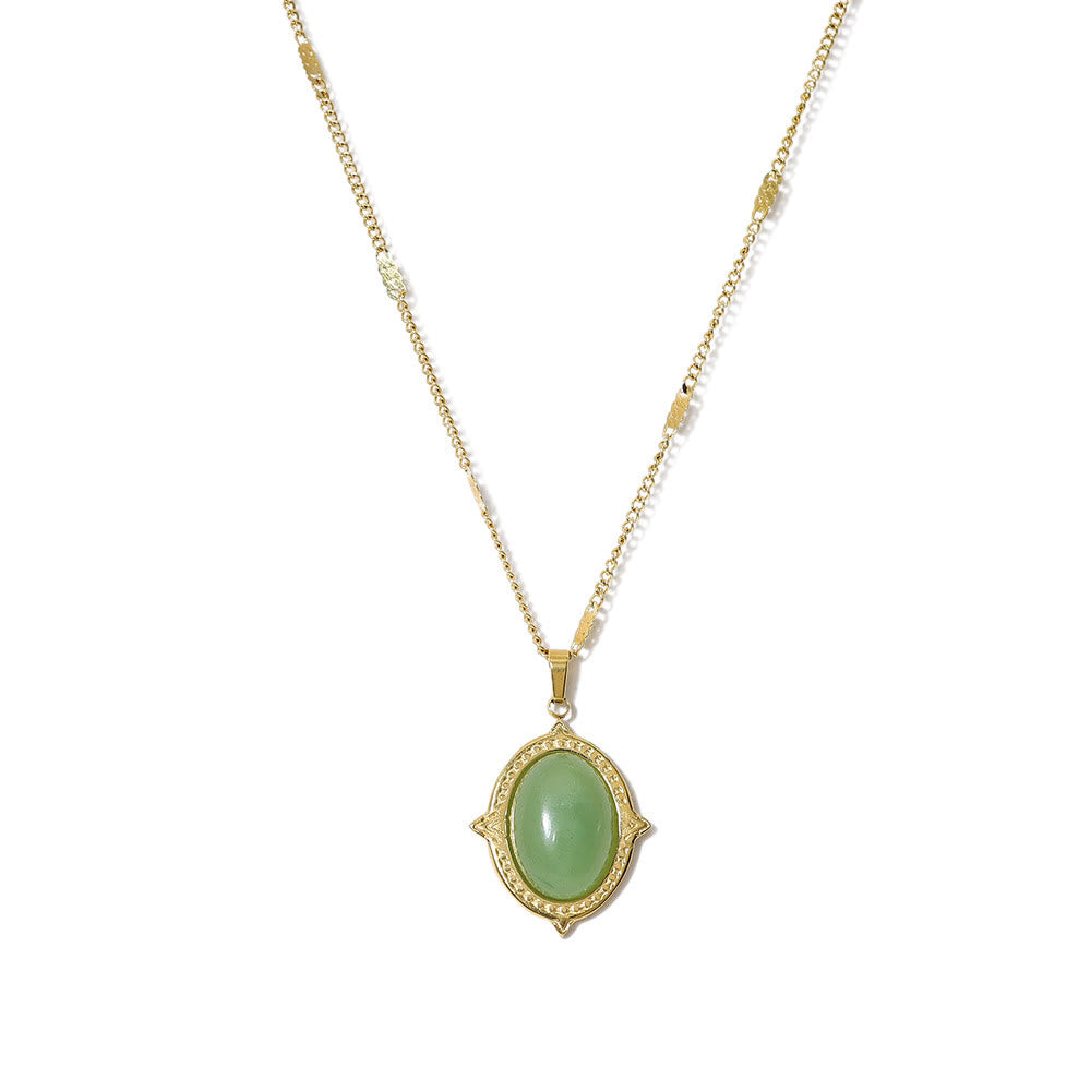 Collana con ciondolo ovale turchese africano verde Olivenorma 