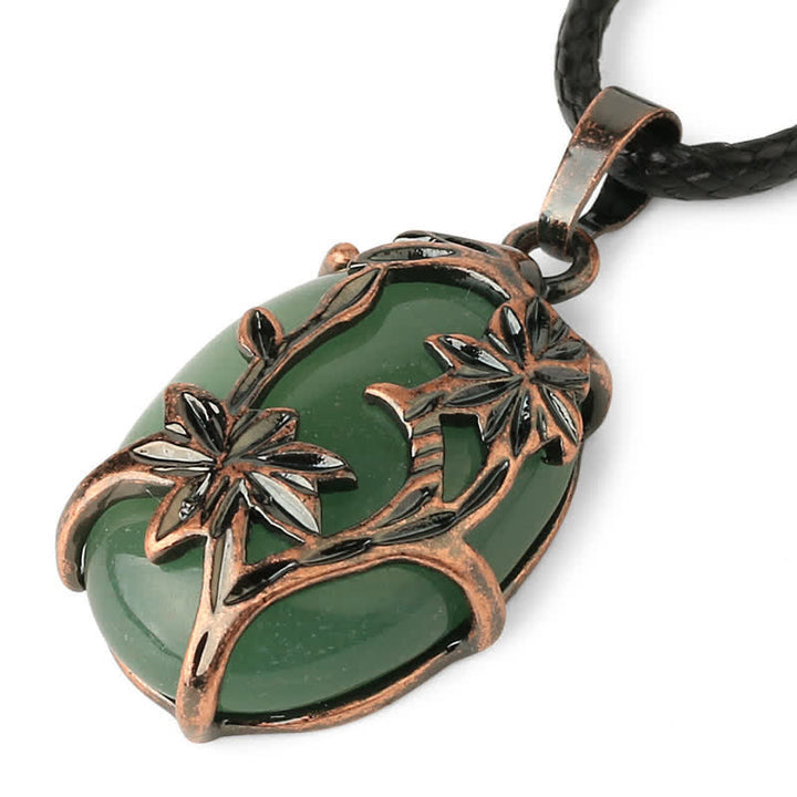 Collana con fiore in ottone e ametista Olivenorma avvolto in cristallo