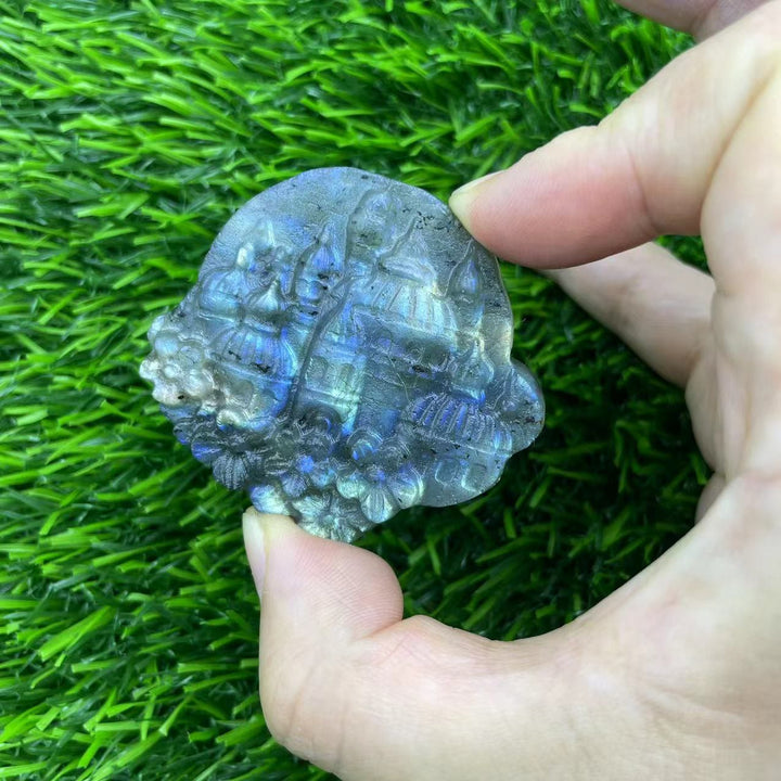 Decorazione per la casa in labradorite naturale Olivenorma con drago volante