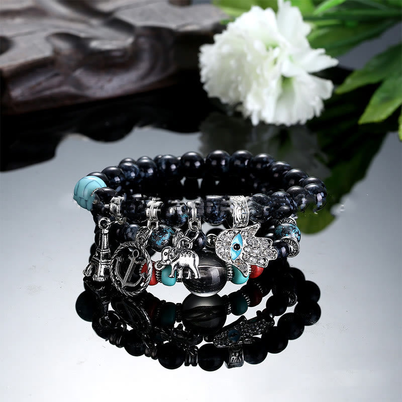 Olivenorma Elephant Tower Evil Eye Bracciale Hamsa Set