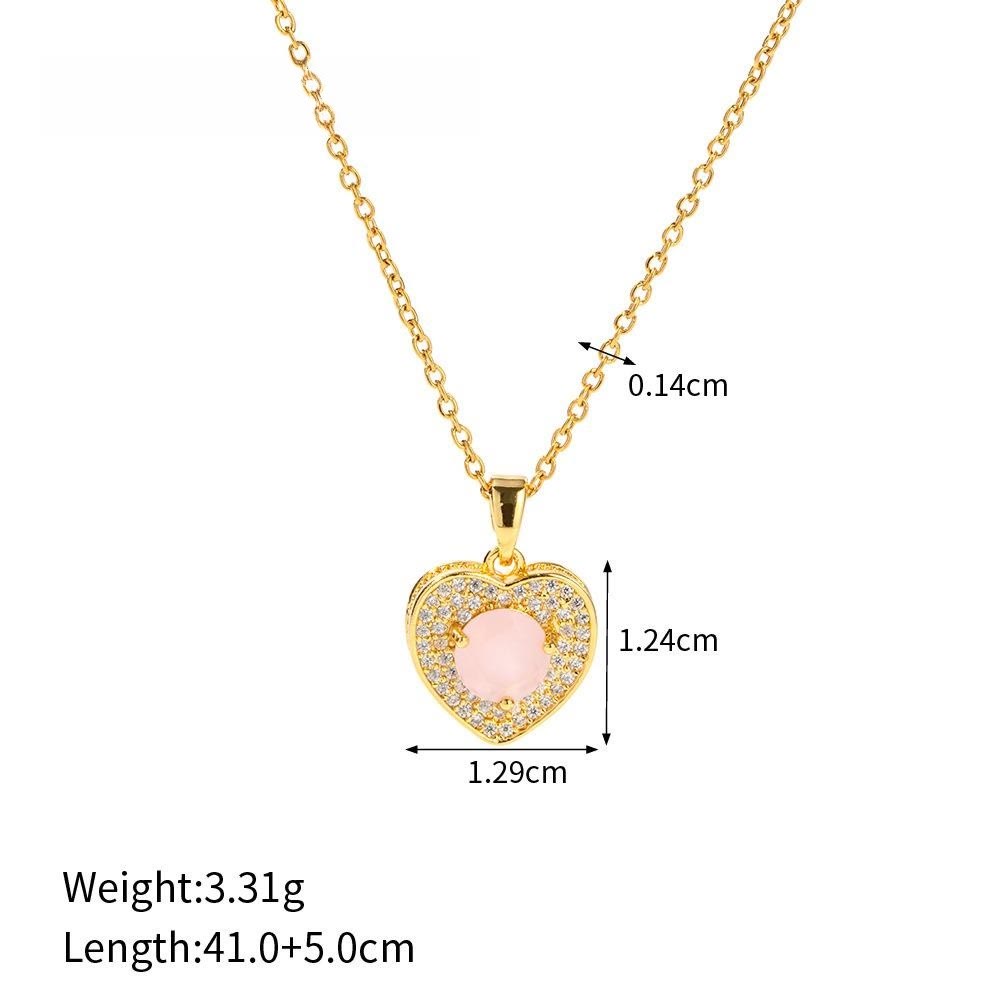 Collana con ciondolo a forma di cuore in oro con opale rosa e amazzonite Olivenorma - image 7