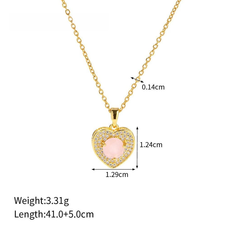 Collana con ciondolo a forma di cuore in oro con opale rosa e amazzonite Olivenorma - image 7