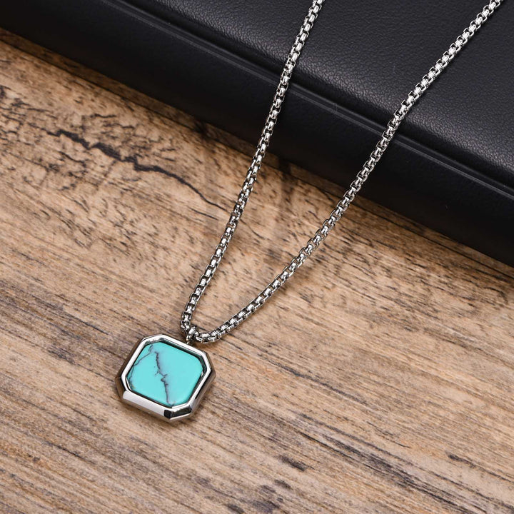 Olivenorma Collana con ciondolo quadrato da uomo con catena lunga per maglione 
