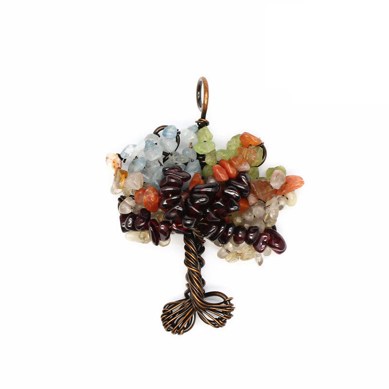 Olivenorma Cristallo Ghiaia Chakra Albero della vita Collana pendente 