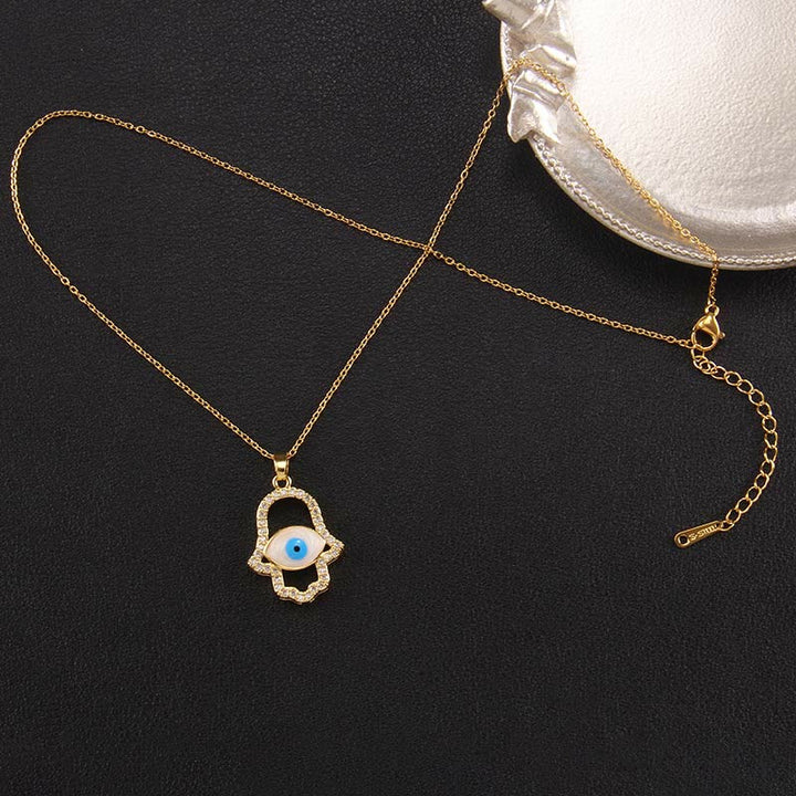 Olivenorma "Buona Fortuna" Hamsa con Collana Occhio Malvagio