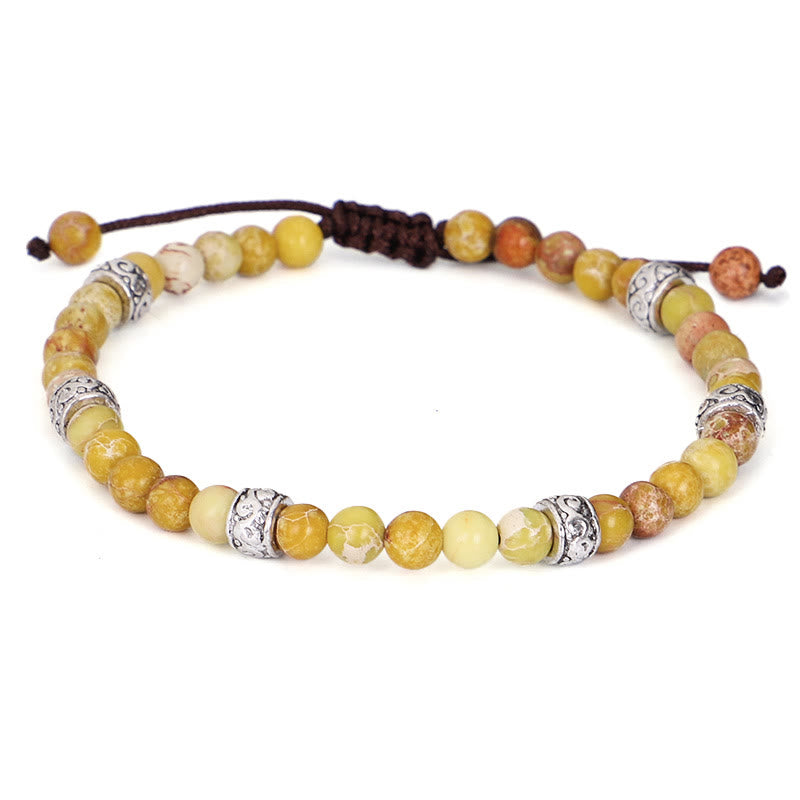 Bracciale intrecciato con perline in pietra imperiale multicolore naturale Olivenorma 