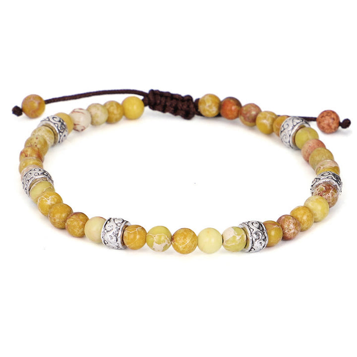 Bracciale intrecciato con perline in pietra imperiale multicolore naturale Olivenorma 
