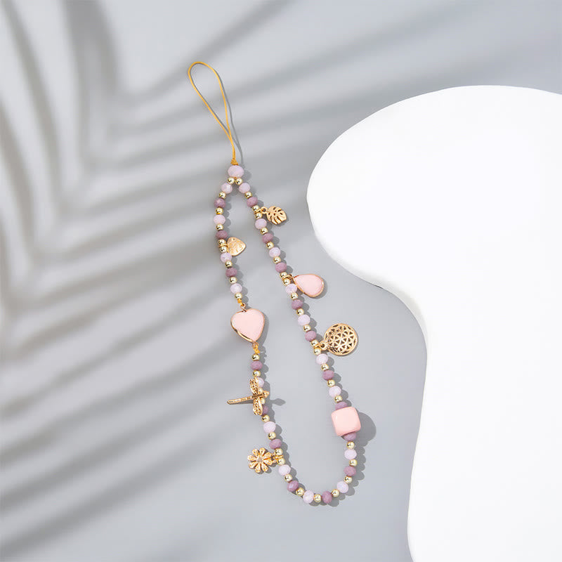 Cinturino per telefono Olivenorma Crystal Pearl Drop a forma di cuore