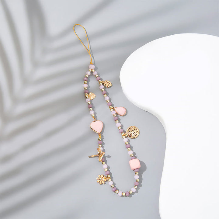 Cinturino per telefono Olivenorma Crystal Pearl Drop a forma di cuore