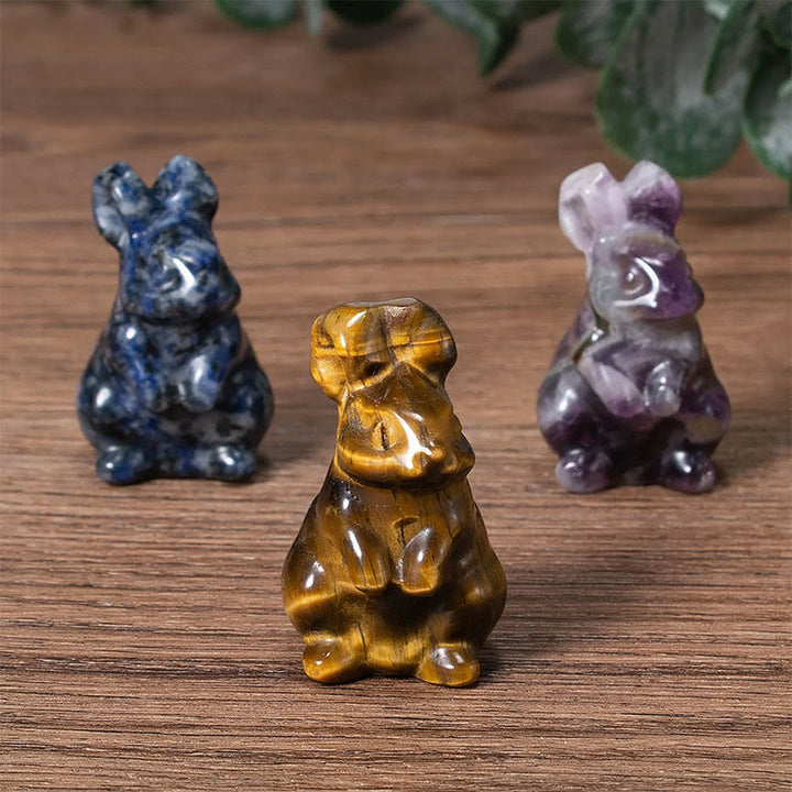 Olivenorma - Decorazione in pietra preziosa con statuetta di cristallo a forma di coniglietto pasquale 