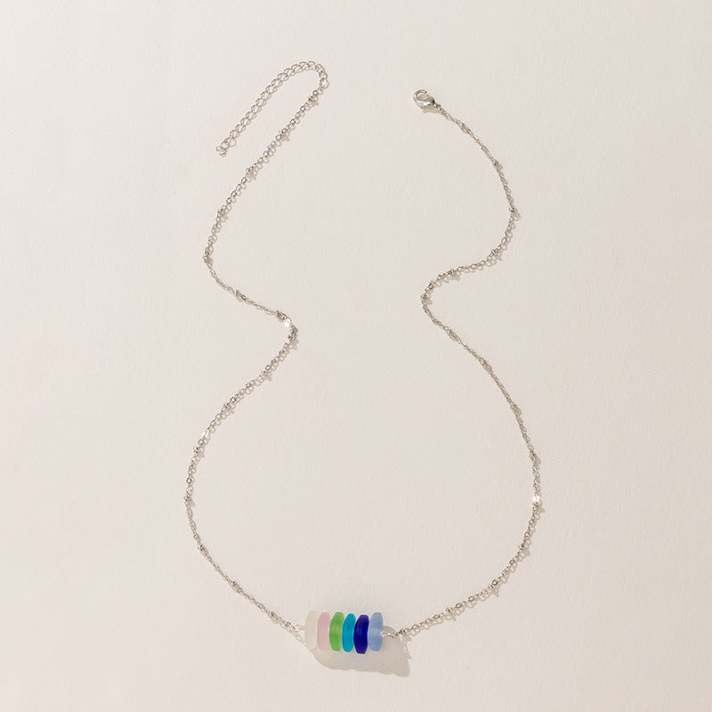 Collana con design geometrico in vetro di mare colorato Olivenorma 