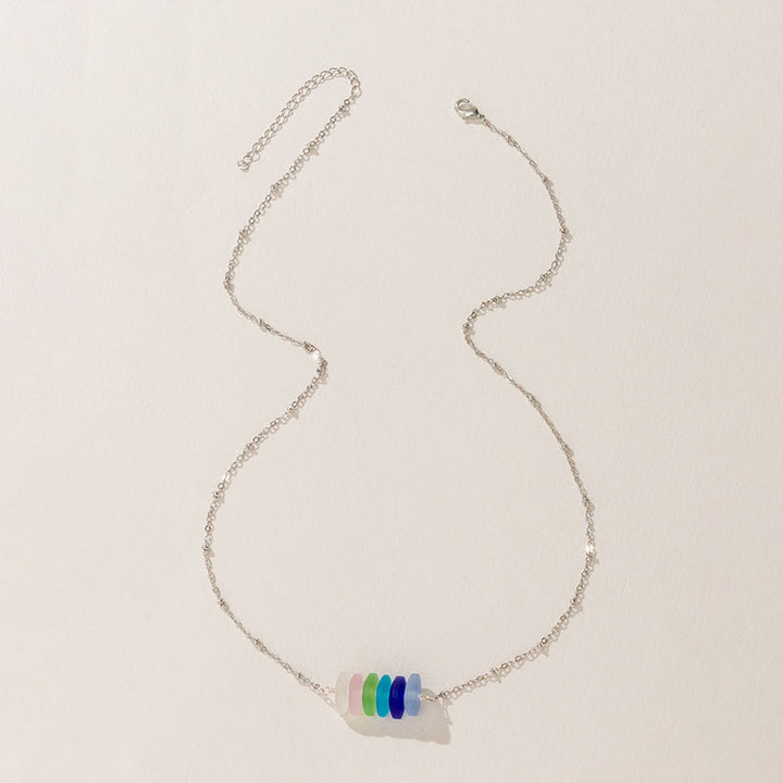 Collana con design geometrico in vetro di mare colorato Olivenorma 