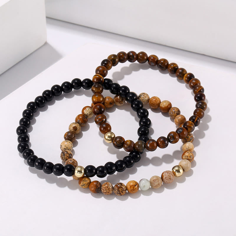 Olivenorma 6mm Onice e Occhio di Tigre Pietra Accessori Bracciale Perline