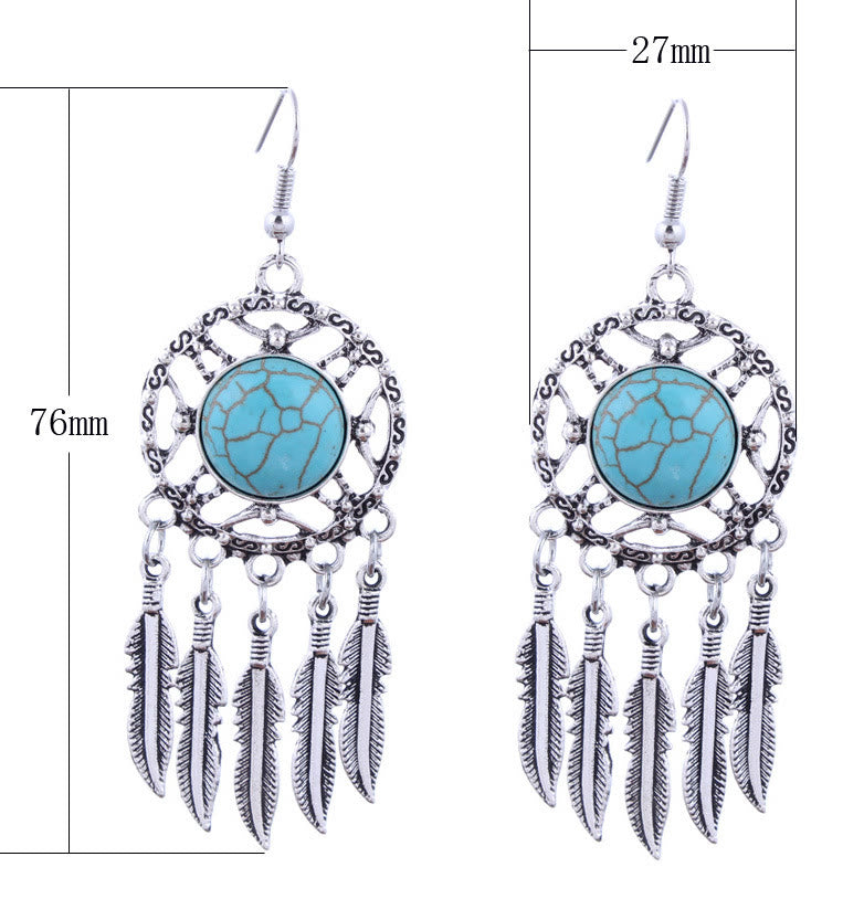 Olivenorma Boho Orecchini con nappe di piume turchesi - image 7