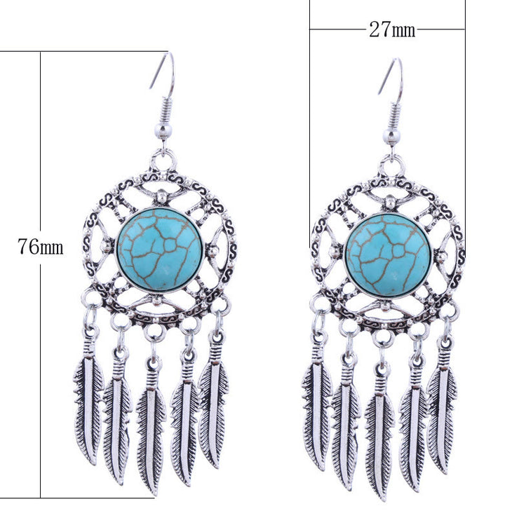 Olivenorma Boho Orecchini con nappe di piume turchesi - image 7