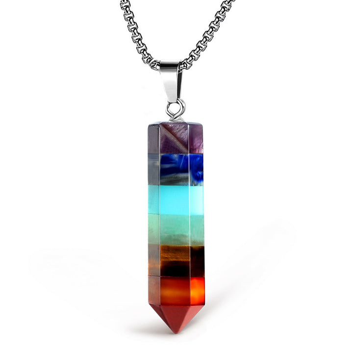 Collana con pietre preziose esagonali di cristallo Chakra